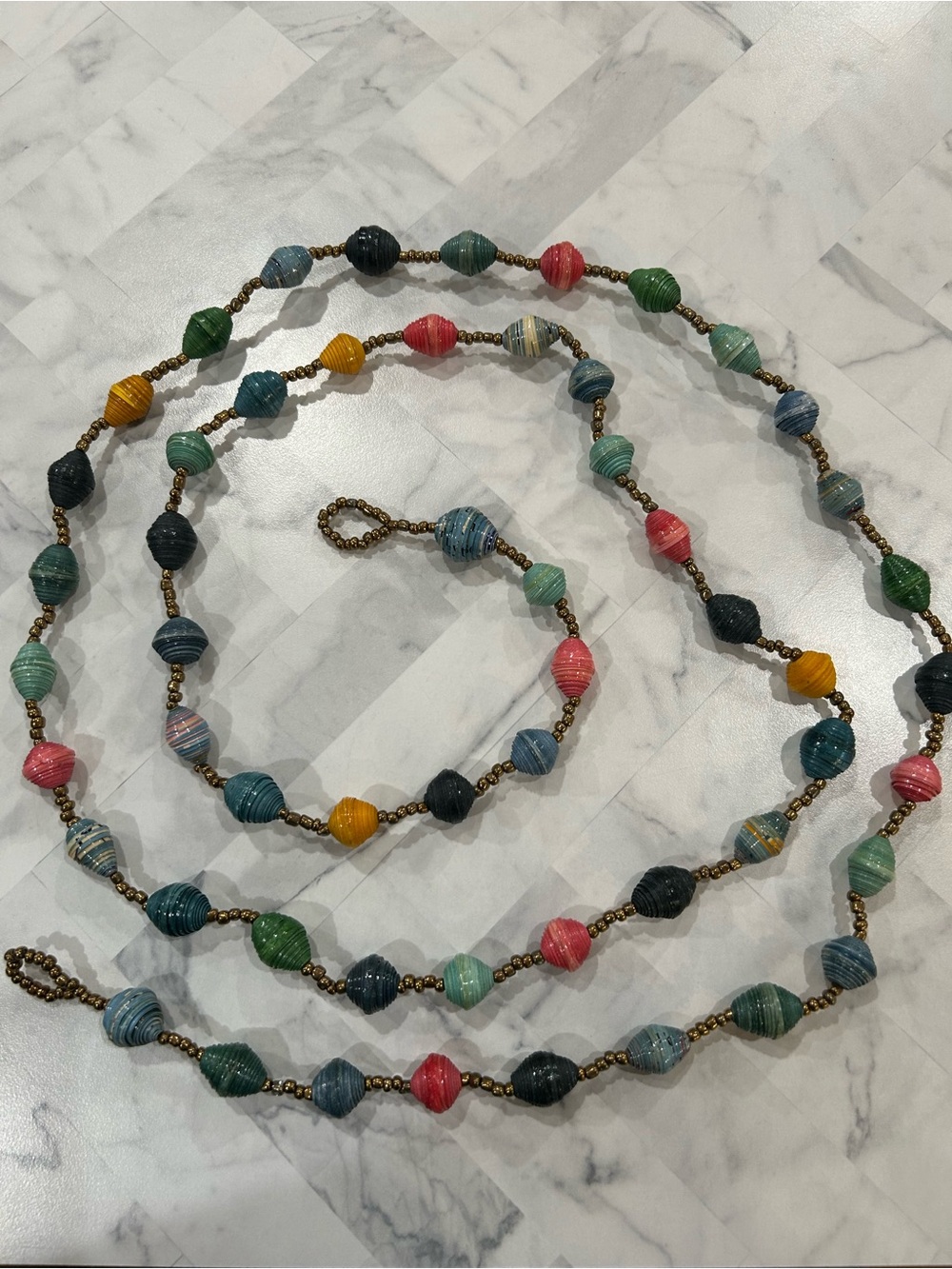 Multicolor Paper Bead Necklace – Women Jewelry or Garland